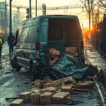 crashed delivery van dawn