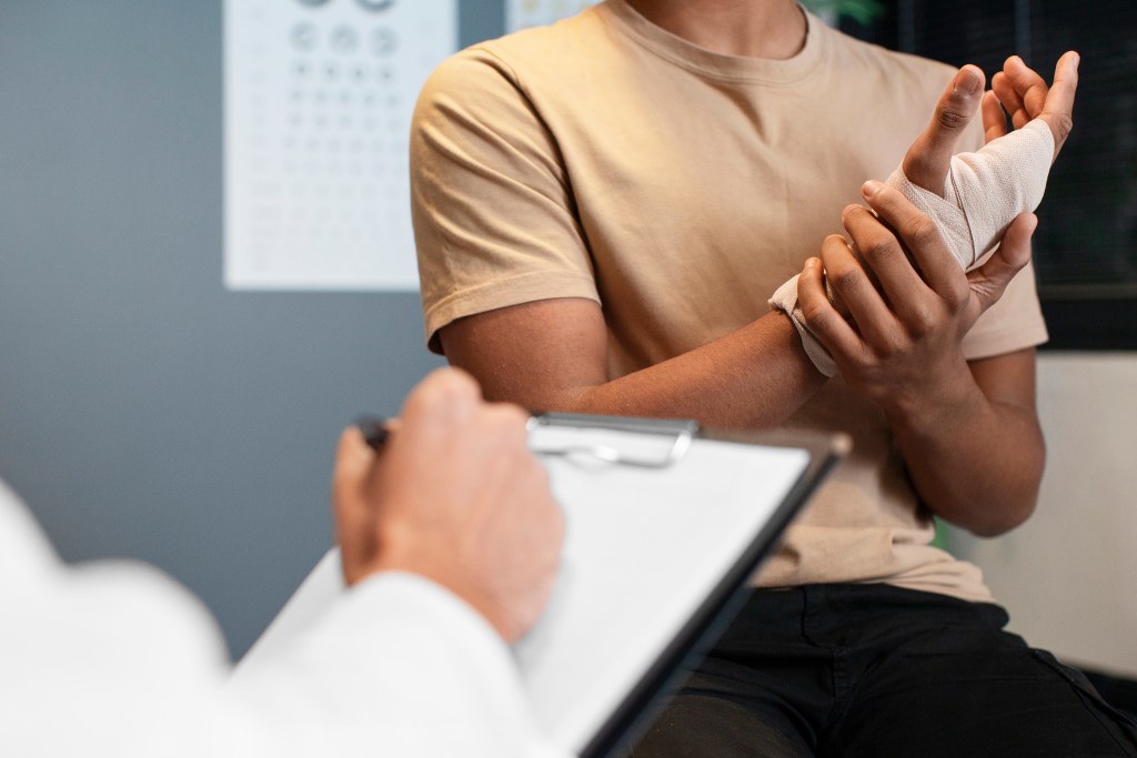 doctor taking care afro american child